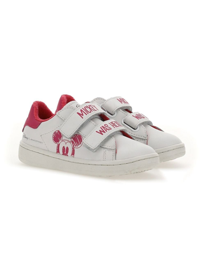 Moa Kids' Mickey Touch-strap Sneakers In White
