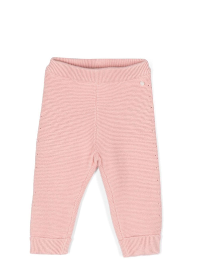 Tartine Et Chocolat Babies' Purl-knit Track Trousers In Pink