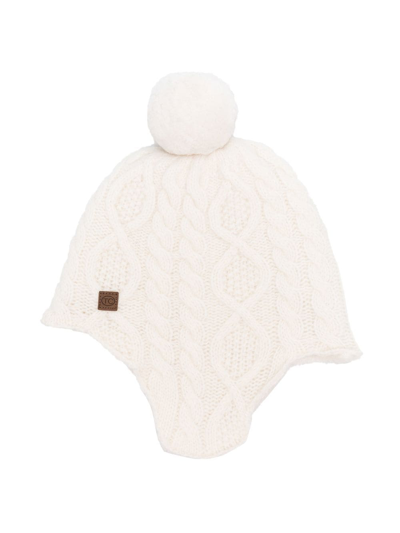 Tartine Et Chocolat Babies' Logo-patch Aran-knit Hat In Neutrals