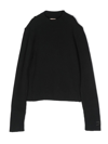 Elisabetta Franchi La Mia Bambina Mock-neck Ribbed Knit Jumper In Black