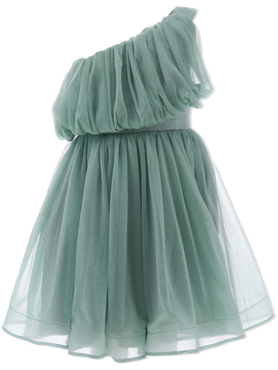 Tulleen Kids' Izorah Off-shoulder Dress In Green