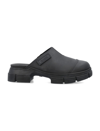 Ganni Logo-patch Recycled-rubber Sliders In Black