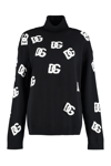 Dolce & Gabbana Intarsia Knit Logo Jumper In Nero/bianco