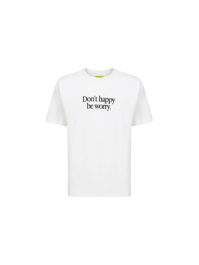 Market Unisex White Smiley Earth On Fire T-shirt