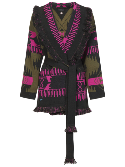 Alanui Ikat Jacquard Belted Cashmere Icon Cardigan In Multicolore