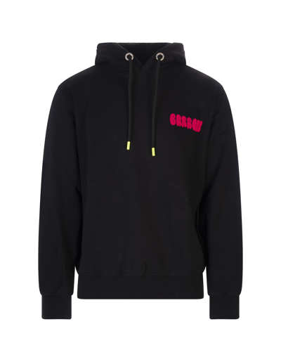 Barrow Unisex Black Hoodie With Print Decorated With Rhinestones And Sequins