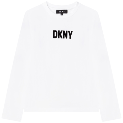 Dkny Kids' T-shirt With Logo In B Bianco