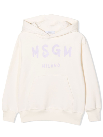 Msgm Kids' Sweatshirt With Logo In Crema