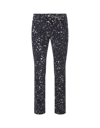 Off-white Man Black Skinny Jeans With Paint Effect Print In Black White