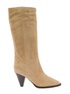 Isabel Marant Rouxy Beige Boots In Suede With Conic Heel In Be Beige