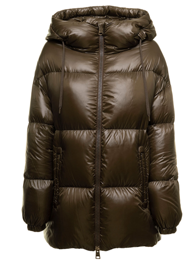 Herno Olive Green Down Jacket In Ultraligh Tweight Padded And Quilted Nylon  Donna In Military Green