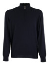 Brunello Cucinelli Cashmere Turtleneck Sweater With Zipper In Blue