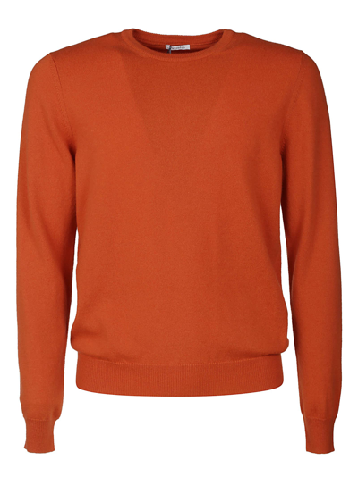 Malo Plain Ribbed Jumper In Orange