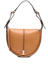 TOD'S SMALL CAMEL TIMELESS HANDBAG IN CALF LEATHER WITH GOLD-COLORED LOGO PLATE