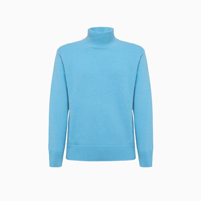 Laneus Wool And Angora Turtleneck In Blue