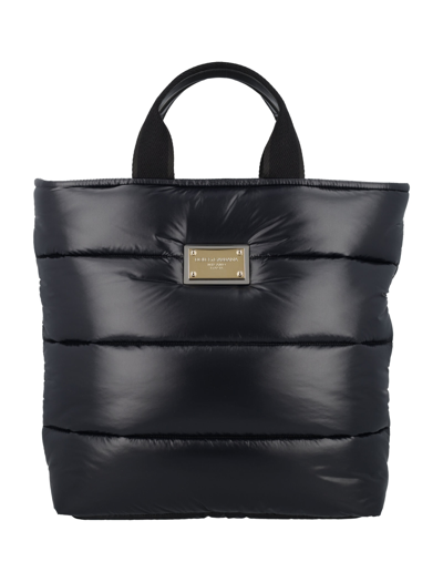 Dolce & Gabbana Padded Nylon Shopper In Black