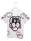 Givenchy X Chito Kids' Bart Dog Hearts Cotton Graphic Tee In Bianco