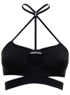 Andreädamo Black Top Bralette In Ribbed Knit With Cut-out Detailing Andreadamo Woman In Black