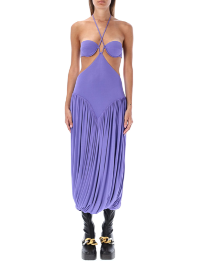 Stella Mccartney Triangle-bra Halterneck Midi Dress In Violet