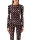 Marine Serre Fitted Moon Print Mock Neck Top In Moon Brown