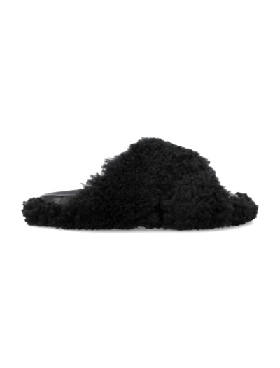 Marni 10mm Fussbett Crisscross Shearling Slide In Black