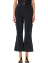 Ganni Pinstripe Cropped Bootcut Pants In Black
