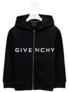 GIVENCHY BLACK JERSEY HOODIE WITH LOGO GIVENCHY KIDS BOY