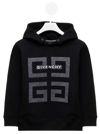 GIVENCHY BLACK JERSEY HOODIE WITH GIVENCHY KIDS 4G LOGO PRINT