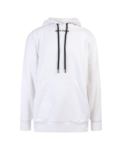 Palm Angels Logo Oversize Hoodie In White