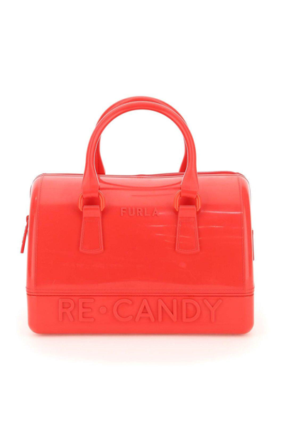 Furla Candy Logo Embossed Tote Bag In Red