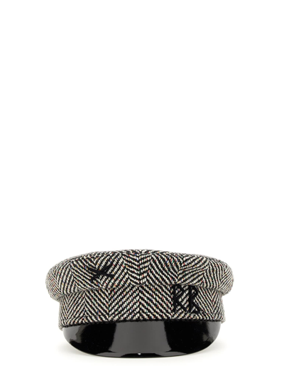 Ruslan Baginskiy Herringbone-pattern Baker Boy Cap In Black