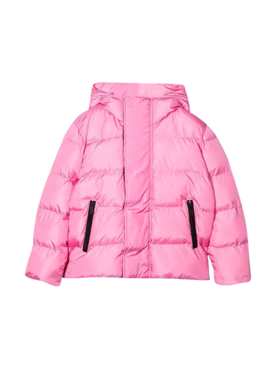 Dsquared2 Kids Pink Down Jacket With Contrast Logo On Back