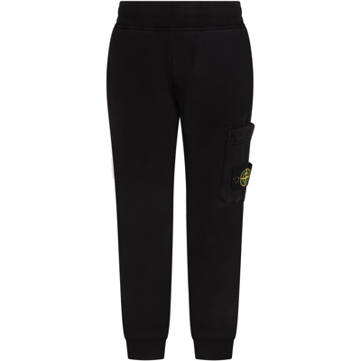 Stone Island Junior Kids' Black Sweatpant For Boy With Iconic Compass