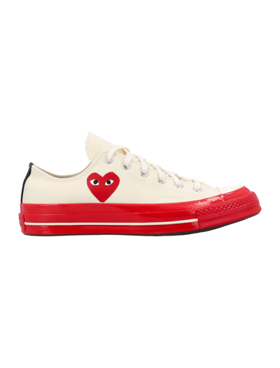 Comme Des Garçons X Converse Men's Play Chuck 70 Low-top Canvas Sneakers In Red