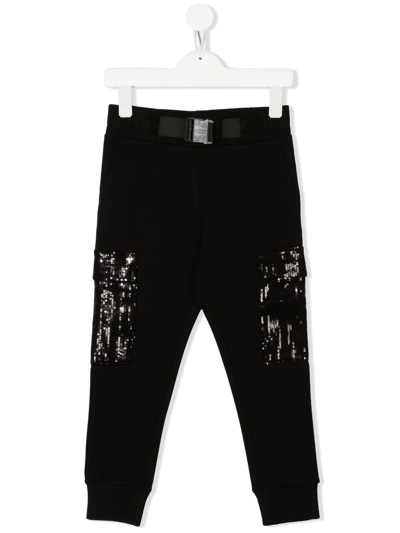 Dkny Kids' Sequin-embellished Track Pants In Nero