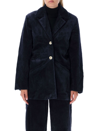 Ganni Sky Captain Single-breasted Corduroy Jacket In Sky Captain