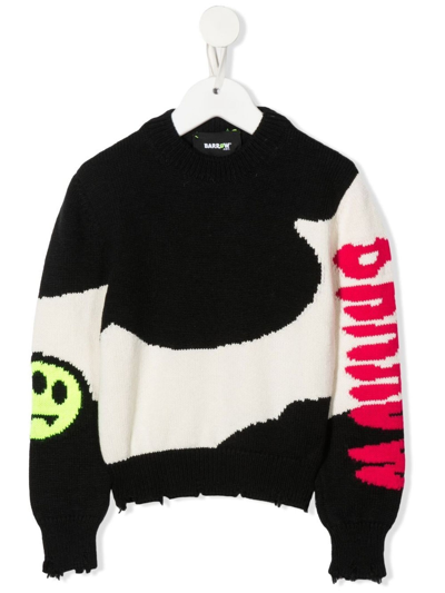 Barrow Kids' Intarsia-knit Logo Jumper In Nero