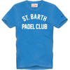 Mc2 Saint Barth Man Bluette T-shirt With St. Barth Padel Club Print In Blue