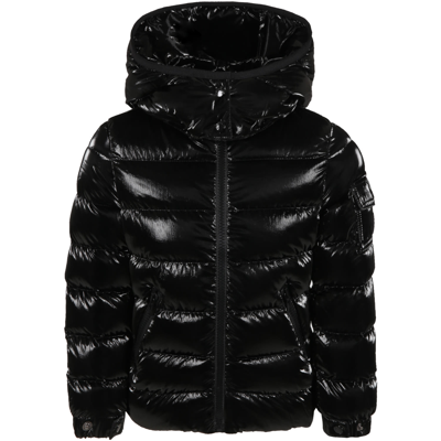 Moncler Black Bady Jacket For Kids With Logo Patch In (nero)