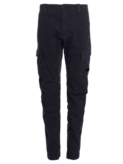 C.p. Company Lens-detail Cargo Trousers In Navy
