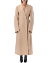 Attico Dallas Double Wool Long Coat In Beige