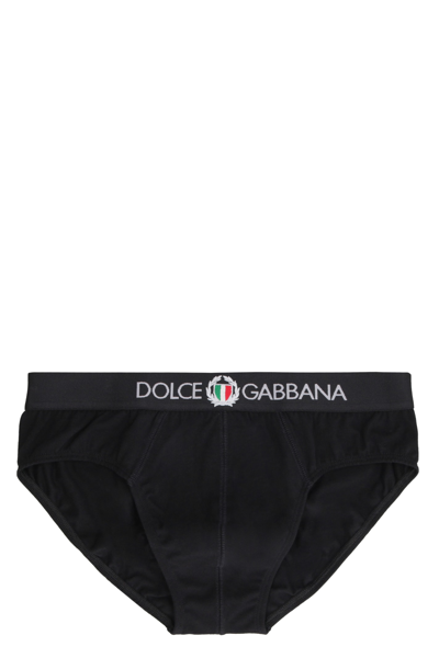 Dolce & Gabbana Cotton Briefs With Elastic Band In Nero