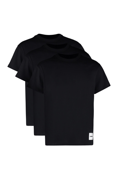 Jil Sander Pack Of Three Cotton-jersey T-shirts In Black