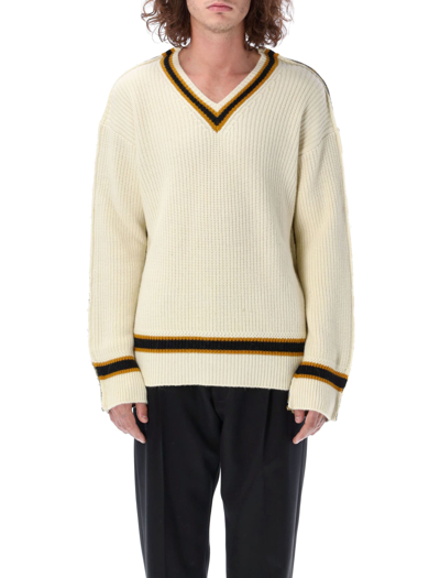 Marni V-neck Knitted Jumper In Multicolor