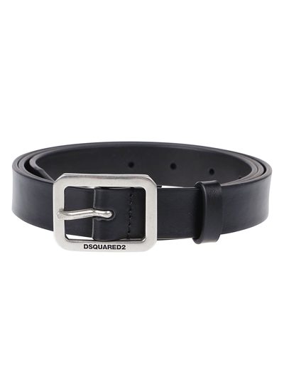 Dsquared2 Simple Belt In Palladium/nero