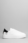 DATE SFERA PATENT SNEAKERS IN WHITE LEATHER AND FABRIC