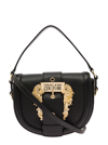 VERSACE JEANS COUTURE BLACK CROSSBODY BAG IN LEATHERETTE WITH BAROQUE MAXI BUCKLE WOMAN