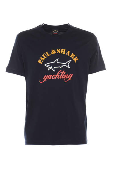 Paul&amp;shark Regular Logo Print T-shirt In Navy