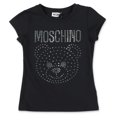 Moschino Kids' T-shirt Teddy Bear Nera In Jersey Di Cotone In Black