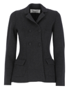 Fabiana Filippi Double-breasted Side Pocket Pea Coat In Grigio Scuro